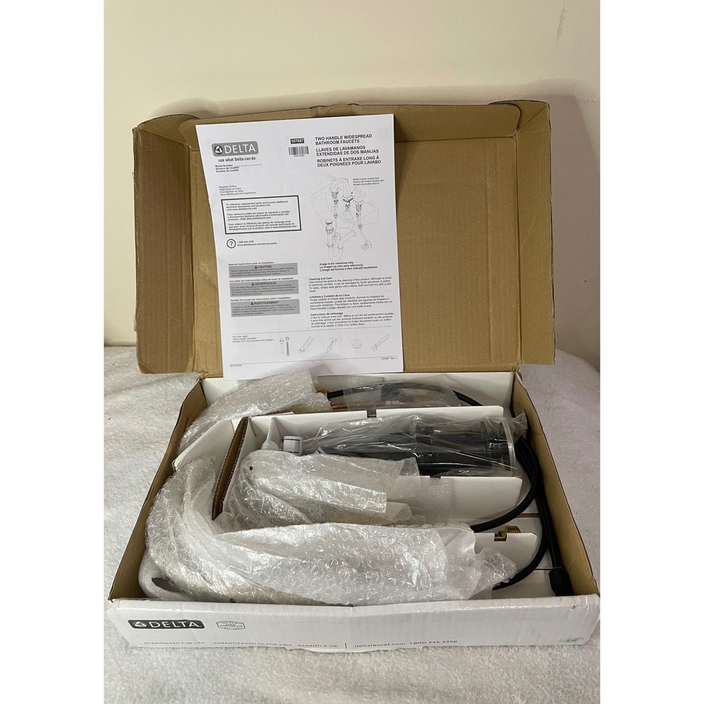 Delta Two Handle Widespread Bathroom Faucet Matte Black 3 Hole Installation